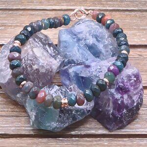 Fancy Jasper and Rose Gold Beaded Bracelet